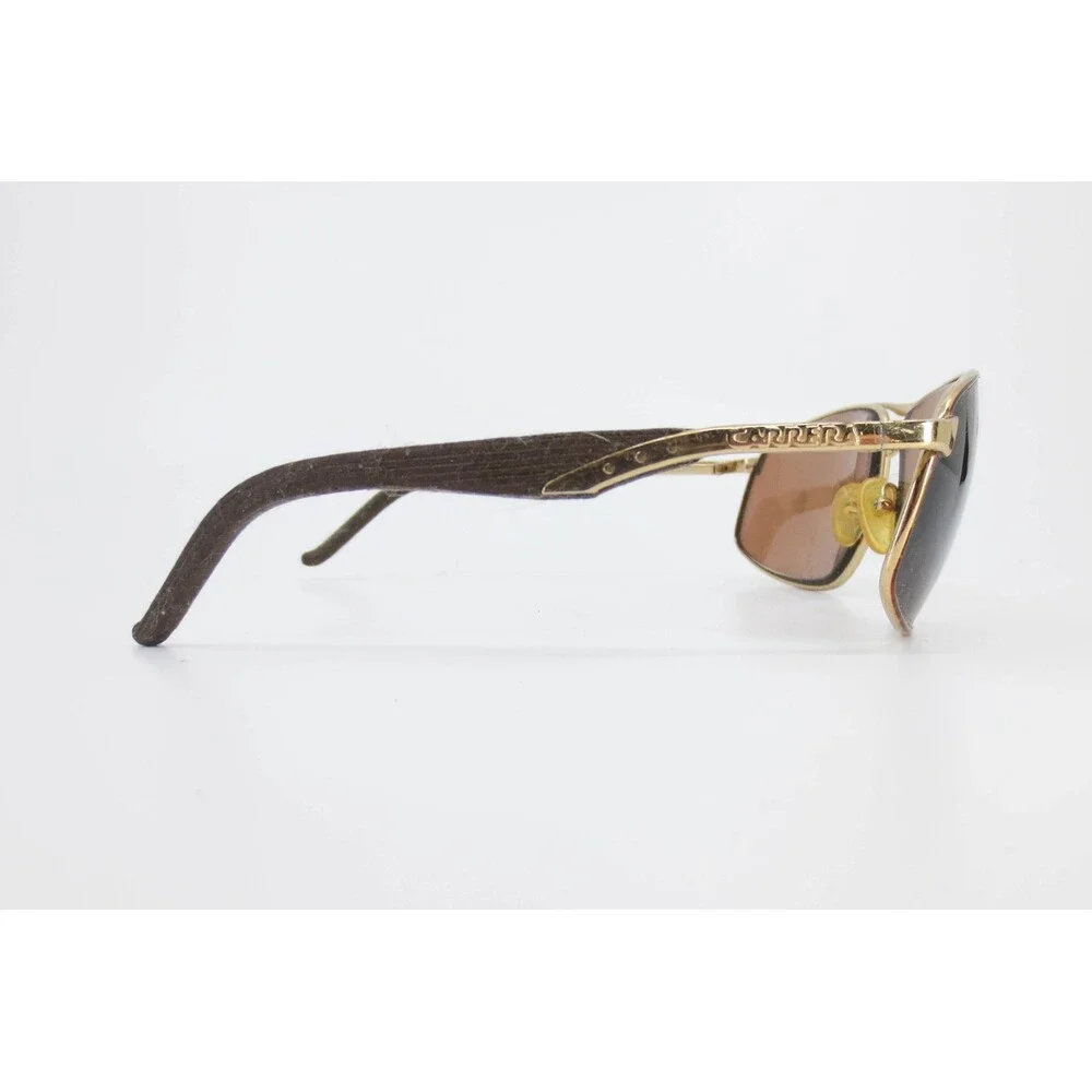 Carrera Vintage Aviator Sunglasses Gold Tone Metal Frame Brown Lens 35406
